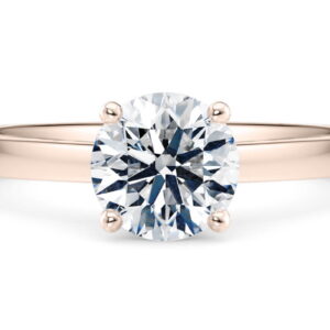 diamante solitario clásico talla redonda oro rosa