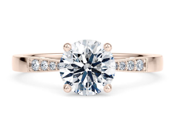 anillo estilo vintage diamante redondo color rosa