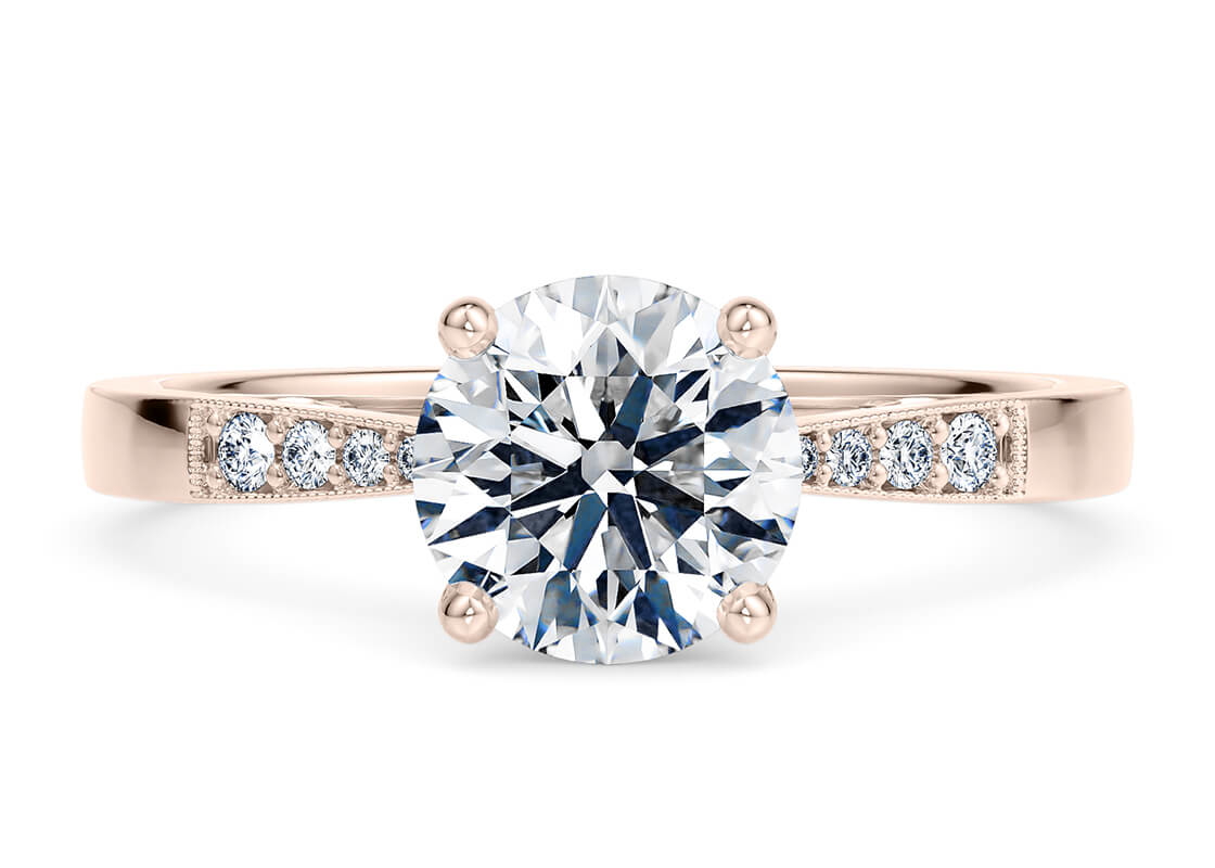 anillo estilo vintage diamante redondo color rosa